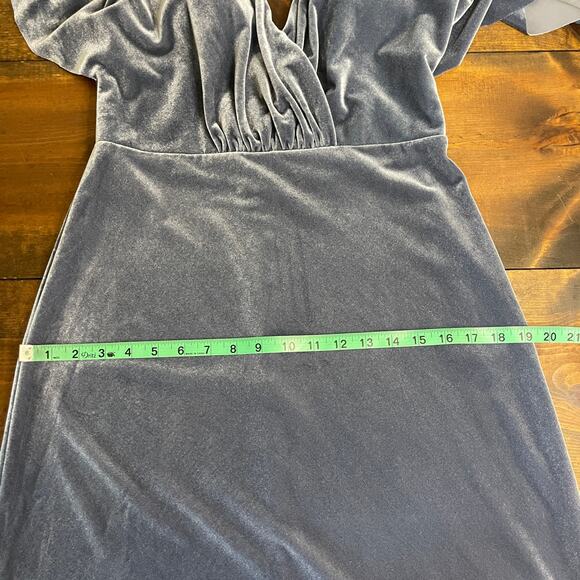 Anthro Jenny Yoo Ellis Light Blue Flutter Sleeve Open Back Velvet Dress Gown 10 - Picture 13 of 14